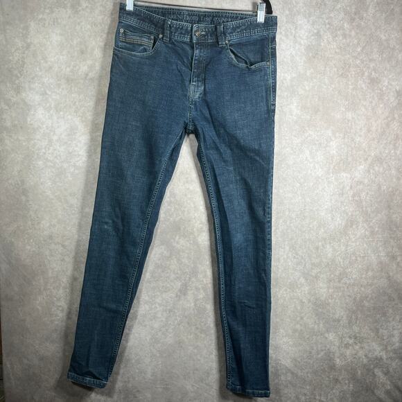 Prana Jeans Mens Size 32X32 Blue Dark Wash Denim Skinny Slim Fit Stretch Casual - Picture 1 of 10